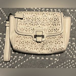 Coach small cream clutch